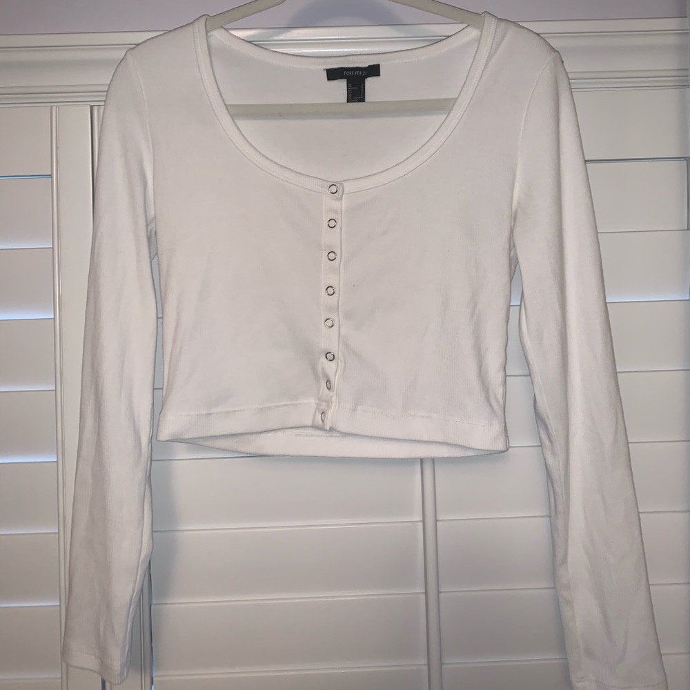 Long sleeve button down crop too
